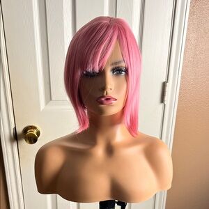 Vibrant Pink Bob Wig with Bangs